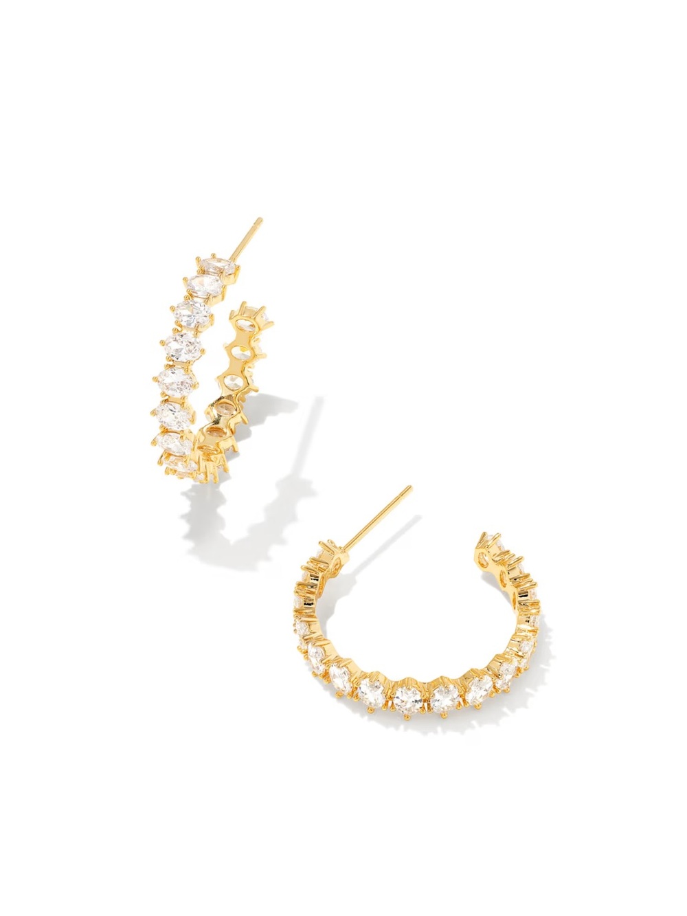 Kendra Scott Gold Crystal-Embellished Half Hoop Earrings